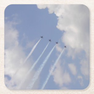 Airshow Military Jet Formation Square Paper Coaster