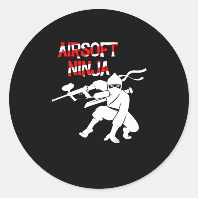 Airsoft Ninja Paintball Player Paintball Marker Gi Classic Round Sticker (Front)