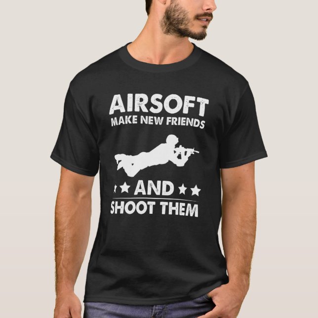 Airsoft Shooting  Sports Enthusiast Basic Gun Aim  T-Shirt (Front)