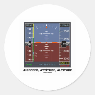 Airspeed Attitude Altitude Electronic Flight EFIS Classic Round Sticker