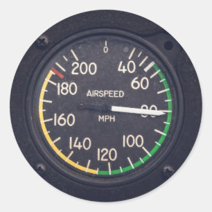 Airspeed Gauge Classic Round Sticker