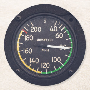 Airspeed Gauge Round Paper Coaster