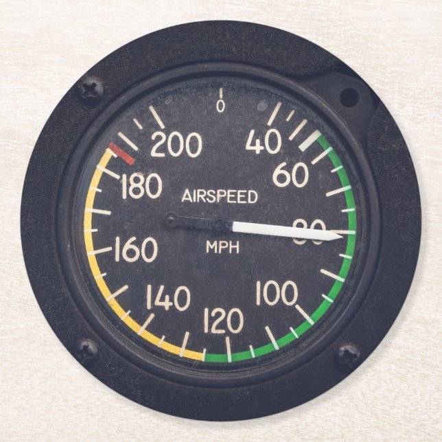 Airspeed Gauge Round Paper Coaster (Front)