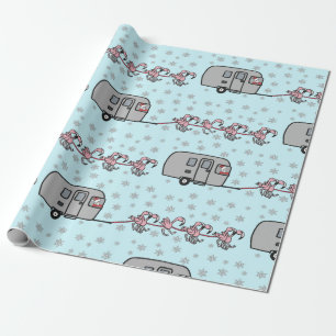 Airstream Santa Flamingo Wrapping Paper