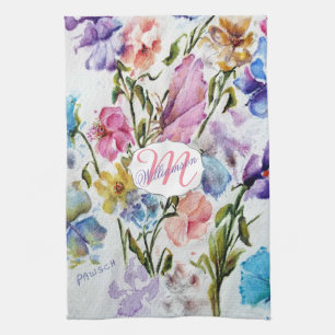 AIRY AND WHIMSICAL FLORAL PATTERN TEA TOWEL