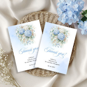 Airy Blue Floral Eucalyptus Wedding thank you card