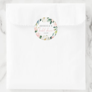 Airy Blush Floral Bridal Shower Favour Stickers