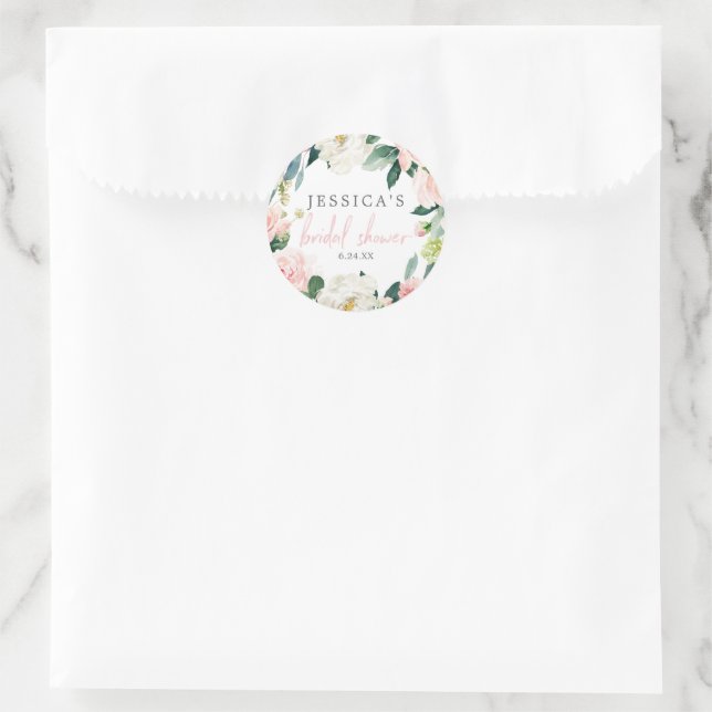Airy Blush Floral Bridal Shower Favour Stickers (Bag)