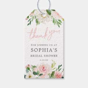 Airy Blush Floral Bridal Shower Favour Tags