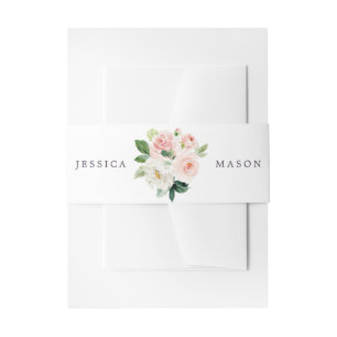 Airy Blush Wedding Invitation Belly Band Floral