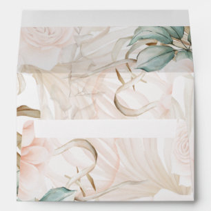 Airy BOHO Pampas Grass Light Peach Wedding Envelope