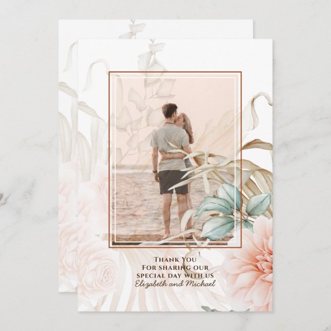 Airy BOHO Pampas Grass Light Peach Wedding Save The Date (Front/Back)