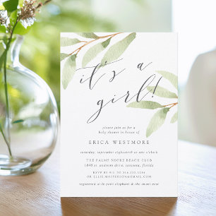 Airy Botanical Baby Shower Invitation
