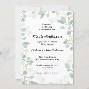 Airy Botanical Baptism Invitation