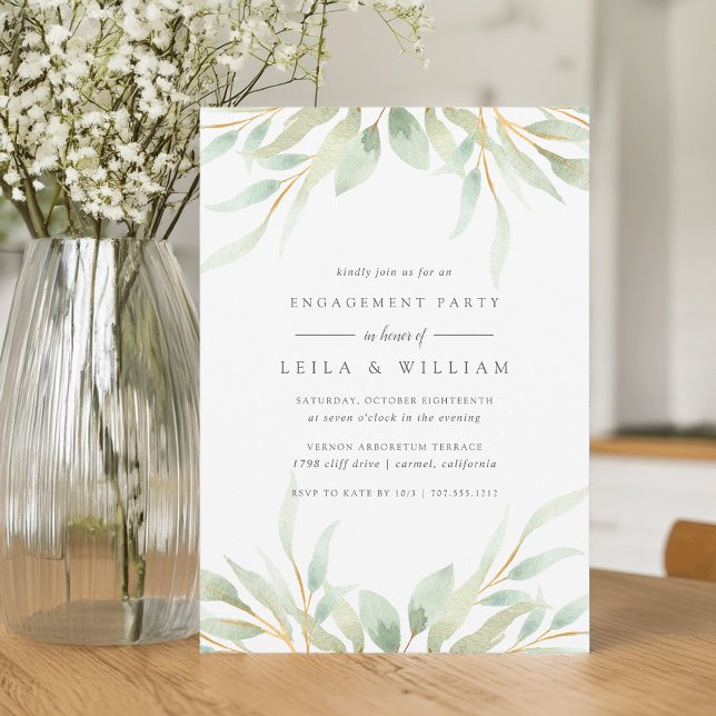 Airy Botanical Engagement Party Invitation (Creator Uploaded)