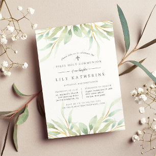 Airy Botanical First Holy Communion Invitation