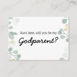 Airy Botanical Godparent Baptism Proposal Enclosure Card