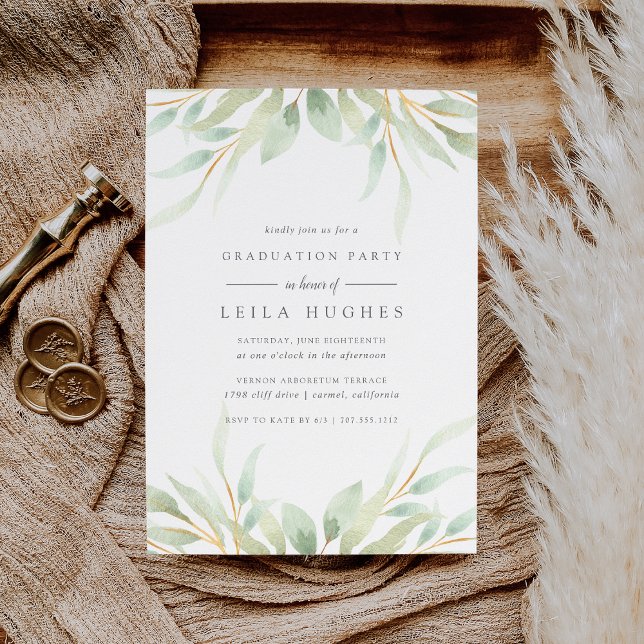Airy Botanical Graduation Party Invitation (Creator Uploaded)
