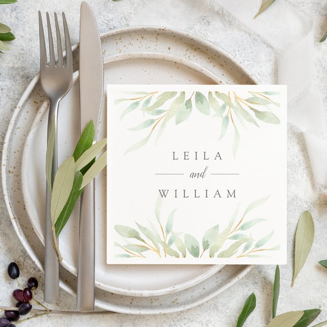 Airy Botanical | Personalised Wedding Napkin (Creator Uploaded)