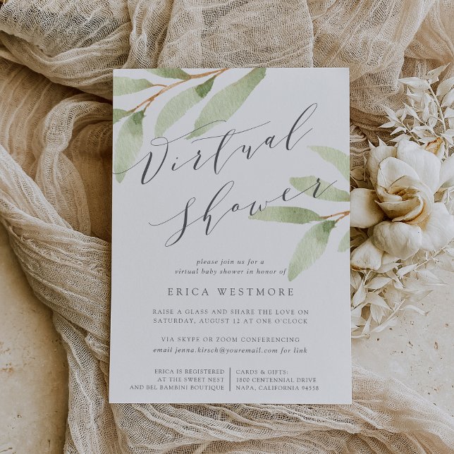 Airy Botanical Virtual Bridal or Baby Shower Invitation (Creator Uploaded)