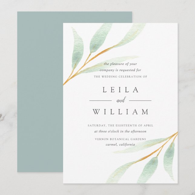 Airy Botanical | Wedding Invitation (Front/Back)