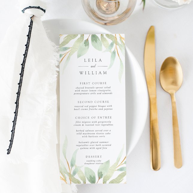 Airy Botanical Wedding Menu Card (Creator Uploaded)