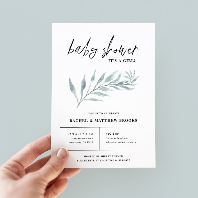 Airy Branch Girl Baby Shower Invitation (Creator Uploaded)
