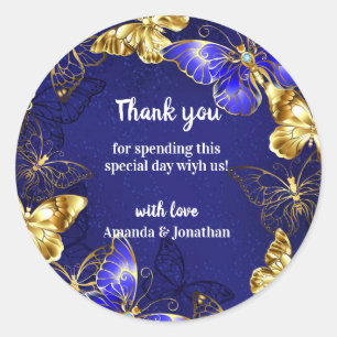 Airy Butterfly Thank You Wedding Favour Sticker