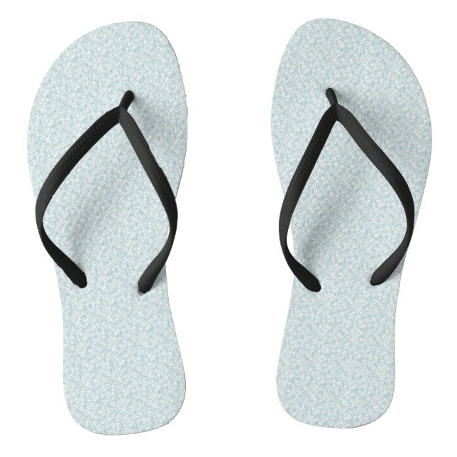 Airy Chamomile & Sky Blue Wildflower Meadow Flip Flops (Footbed)