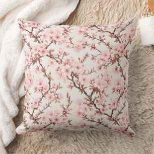 Airy Cherry Blossom Botanical Art Cushion