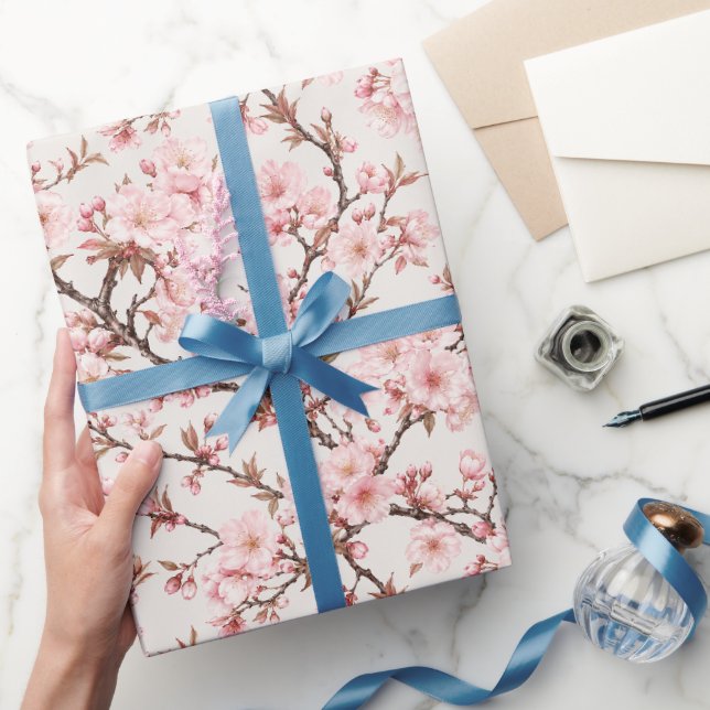 Airy Cherry Blossom Botanical Art Wrapping Paper (Gifting)