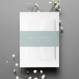 Airy Collection   Solid Green Personalised Wedding Invitation Belly Band