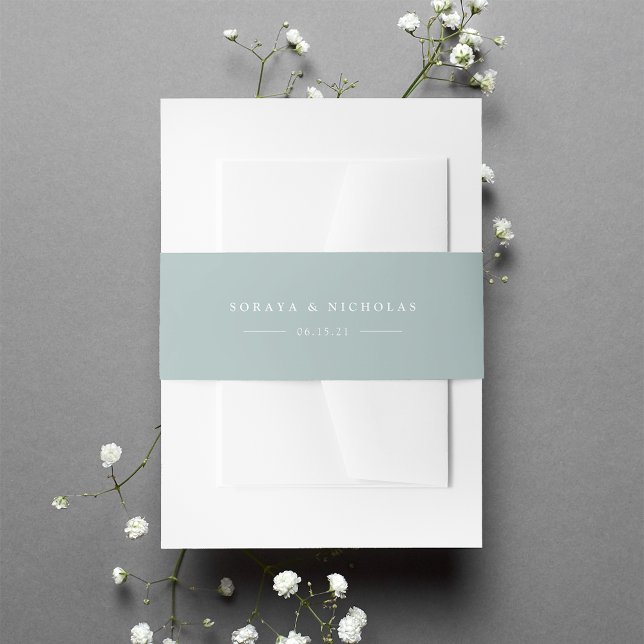 Airy Collection | Solid Green Personalised Wedding Invitation Belly Band (Creator Uploaded)