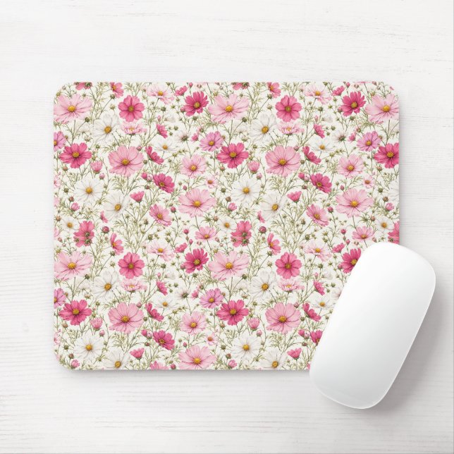 Airy Cosmos Flower Stems Mouse Mat (With Mouse)