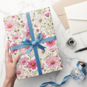 Airy Cosmos Flower Stems Wrapping Paper