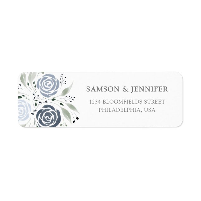 Airy Dusty Blue Floral Return Address (Front)