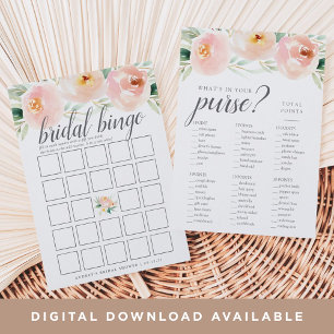 Airy Floral Double-Sided Bridal Shower Game Invitation
