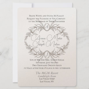 Airy Floral Motif Flat Wedding Invitation