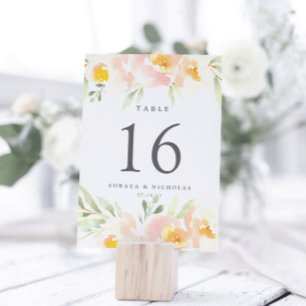 Airy Floral Personalised Table Number Card