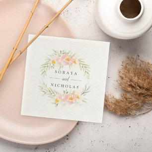 Airy Floral   Personalised Wedding Napkin