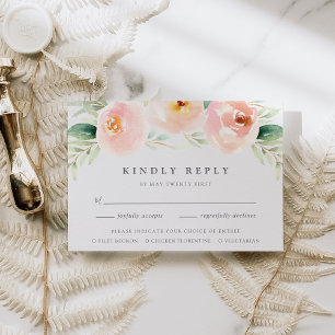 Airy Floral RSVP Card with Meal Choice