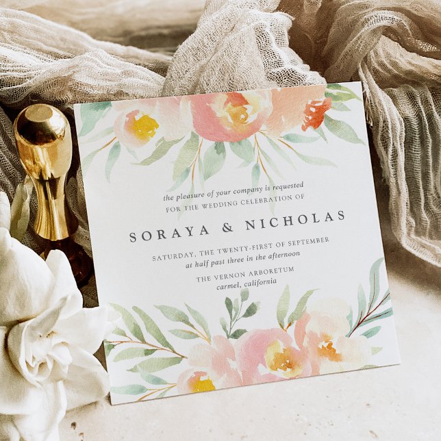 Airy Floral Wedding Invitation | Square (Creator Uploaded)