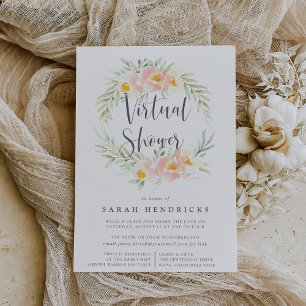 Airy Floral Wreath   Virtual Bridal or Baby Shower Invitation