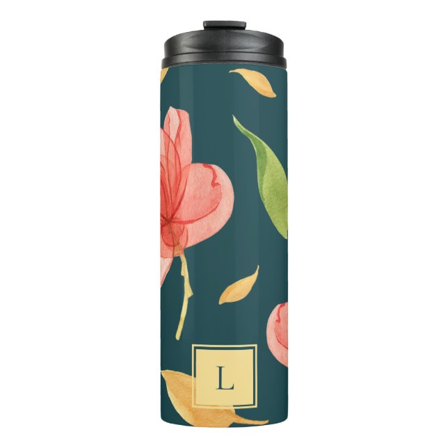 Airy Garden Floral Monogram Thermal Tumbler (Front)