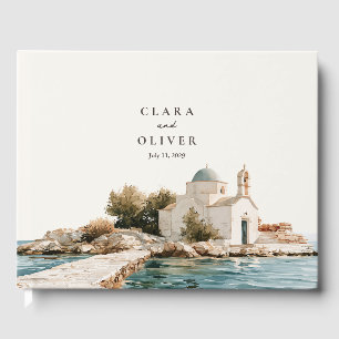 Airy Greek Island Chapel Aegean Sea Wedding Guest Book