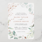 Airy Greenery and Gold Foil Leaf Names Wedding