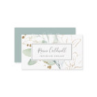 Airy Greenery and Gold Leaf Business Card