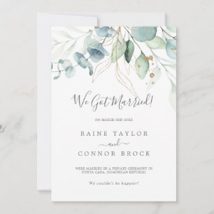 Airy Greenery and Gold Leaf Elopement Announcement