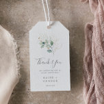 Airy Greenery and Gold Leaf Thank You Favor Gift Tags<br><div class="desc">These airy greenery and gold leaf thank you favor gift tags are perfect for a modern wedding. The elegant botanical design features light and airy watercolor eucalyptus accented with whimsical gold glitter leaves. Personalize the labels with your names and the date. Change the wording to suit any event: bridal shower,...</div>