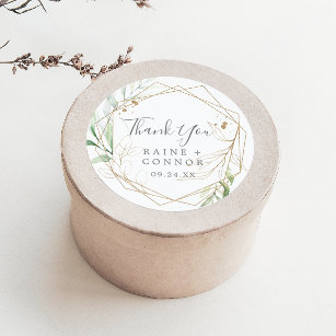 Airy Greenery Thank You Wedding Favour Sticker